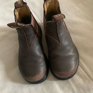 Blundstone brown leather boots with multicoloured insert